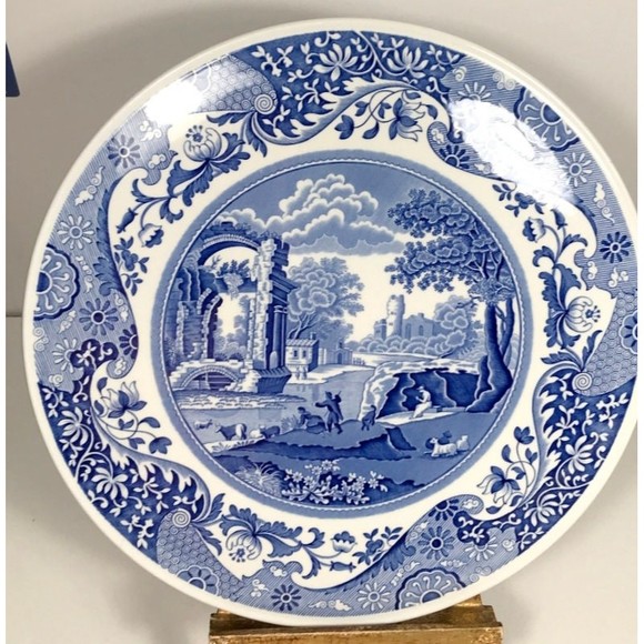 Spode Cake plate Italian Blue Transferware - Picture 1 of 6